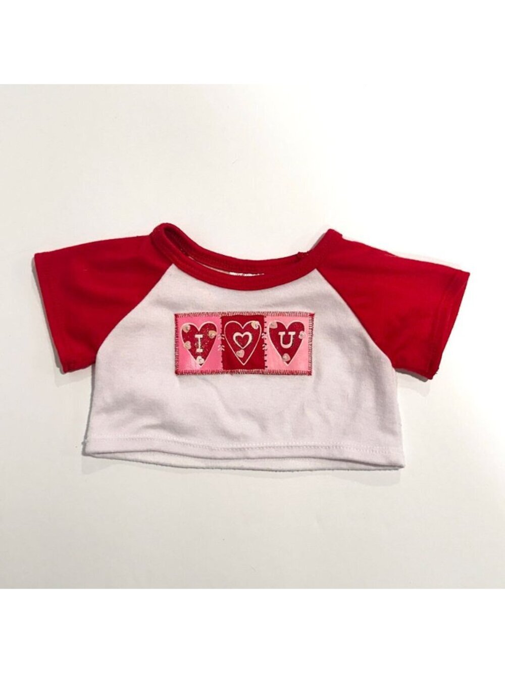 Build-A-Bear Workshop I <3 U I Love You White & Red Valentine's Baseball Tee